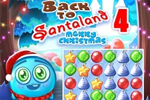 Back to Santaland 4 kerstpuzzelspel met kleurrijke ornamenten en vrolijke cartoon kerstbal