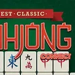 Banner voor Best Classic Mahjong Connect spel met groene achtergrond en Mahjong stenen