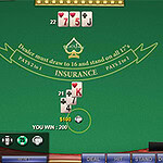 Black Jack Online blackjacktafel met winnende hand - een koning en een aas