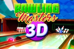 Kleurrijke afbeelding van het videospel Bowling Masters 3D met bowlingbanen en kegels