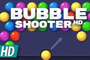 Kleurrijke Bubble Shooter HD spelinterface met veelkleurige bellen en een lanceerpictogram