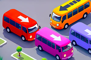 Kleurrijke geïllustreerde bussen in een isometrisch perspectief