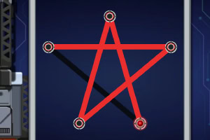 Rode pentagram op een donkere achtergrond met een technologisch thema