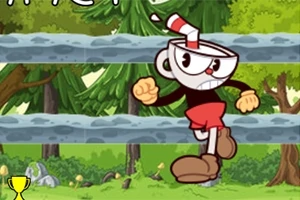 Ontwijk alle dodelijke obstakels terwijl je vooruit rent in dit grappige en gekke Cuphead-thema spel