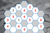 HexNum is een Sudokuspel in een cirkel met de getallen 1 tot 6