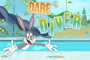 Bugs Bunny gaat duiken in het zwembad