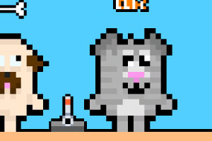 Help een hond en een kat om items te verzamelen en messen te ontwijken in dit avontuurlijke duo-spel