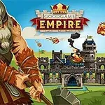 Illustratie van Goodgame Empire met een Viking krijger en een brandend kasteel