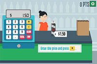 Grocery Cashier is een educatief wiskundespel