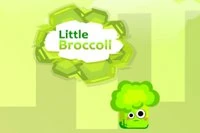 De kleine broccoli snelt over de lijn en moet de kratten ontwijken door op of