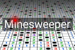 3D-weergave van Minesweeper spelbord met cijfers en mijnen