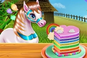 Pony Cooking Rainbow Cake