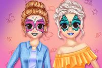 Help Anna en Elsa met gezichtsdecoratie, kapsels en outfits voor hun modeblog