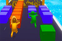 Het spel Push the Color bevat kleurrijke vierkanten, obstakels en kleurpoorten