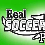 Logo van Real Soccer Pro met een voetbal op een groene achtergrond