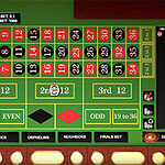 Roulette Royale Roulettetafel met inzetten op nummers, rijen, en speciale inzetten zoals even, oneven, rood en zwart