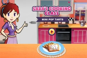 Animatie van Saras kookles voor mini pop tarts in een kleurrijke keuken