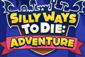 Logo van Silly Ways To Die: Adventure met een kasteel op een blauwe achtergrond