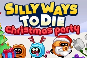 Kleurrijk Silly Ways to Die: Christmas Party spelbanner met cartoonfiguren in kerstthema