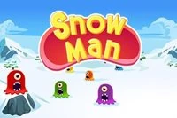 Pacman als een Sneeuwpop: eet de gele stippen en blijf uit de buurt van de