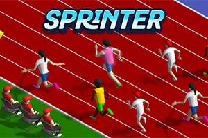 Hardlopers op een atletiekbaan in een videospel genaamd Sprinter