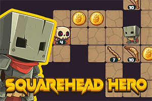 Begeleid Squarehead Hero door slimme beurt gebaseerde kerker puzzels