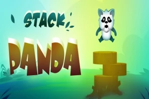 Logo van Stack Panda spel met een schattige panda en gestapelde blokken op een kleurrijke achtergrond