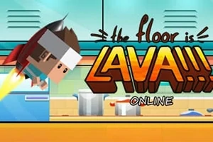 Animatie van een personage dat over meubels springt in een spel genaamd The floor is LAVA!