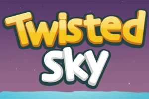 Logo van Twisted Sky met felgele letters tegen een paarse nachtelijke hemel