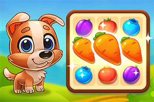 Ga mee met Oscar, de slimme boerderijhond, in Yummy Tales 3 – het leuke en verslavende Match 3-spel!